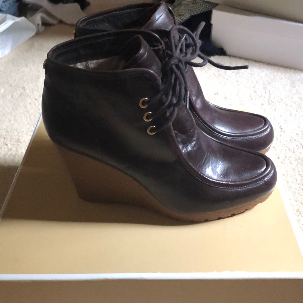 Michael Kors Rory leather wedge booties